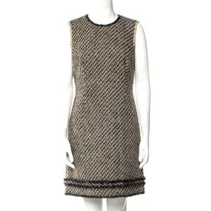 Paula Ka Paris Black and TanTweed Mini Sleeveless Shift Dress Size 38/6 !